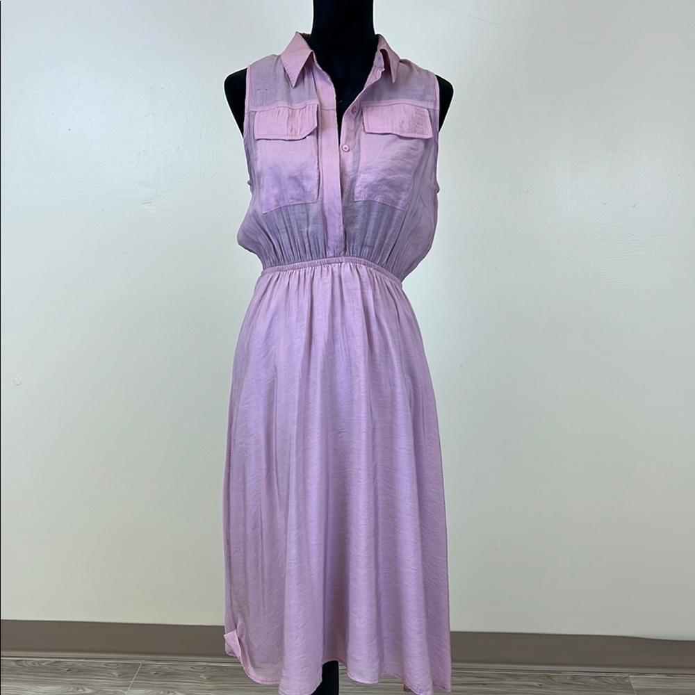 Purple Sleeveless Polo Collar Midi Sundress